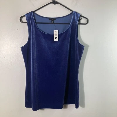 Camiseta sin mangas Talbots Petites de terciopelo azul sin mangas para mujer MP NUEVA CON ETIQUETAS Foto 1 de 4