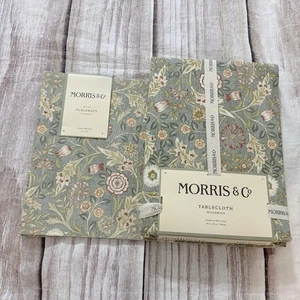 Morris & Co. Set 4 Placemats & 1 Tablecloth 60X84 Wilhemina Green Floral England - Picture 1 of 11