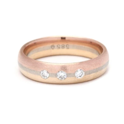 0.15ctw Diamond Multi Gold Band Ring, 14k Gold, Ring Size 6.75, Striped Metals - Image 1 of 4