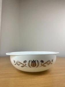 VTG Collectible Pyrex 024 Golden Tulip 2 Qt Casserole 1959 Milk Glass Gold Desig - Picture 1 of 12