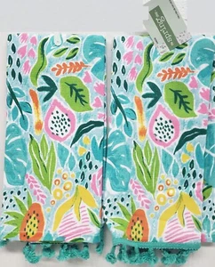 Set of 2 Same Printed Kitchen Terry Towels (15"x25") MULTICOLOR FLOWERS, MI - Picture 1 of 24