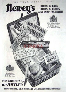 'NEWEY'S' Hooks, Eyes, Loops & Snap Fasteners Advert - Small 1950 Print Ephemera - Picture 1 of 1
