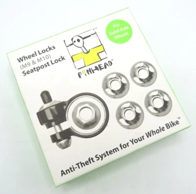 Pinhead Bike Seatpost & Wheel Nut Lock Set 31.8 28.6 M9 M10 Solid Axle GN-451-H7 - Image 1 of 4