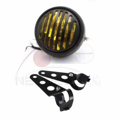 Motorcycle Finned Grill Side Mount 28-36MM Bracket adjust Headlight Cafe Racer Foto 1 de 4