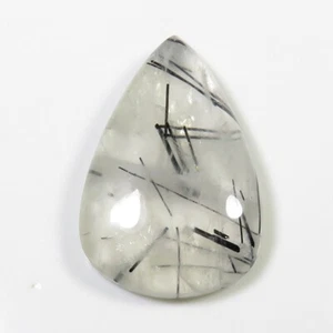 Schwarz Rutilbirne Cabochon 38x24mm Naturnadel Quarz Edelstein 55 Kt RU-70 - Bild 1 von 9