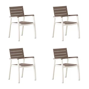 4 x Keter Harmony Armchairs | Beige and Taupe Outdoor Garden Chairs - Picture 1 of 1