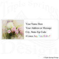 30 Custom Vintage Pink Rose Art Personalized Address Labels