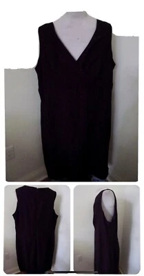 100% LINEN sleeveless lined black sheath dress (4-5X) SIZE 26 on Label, PLUS SIZ - Image 1 of 4