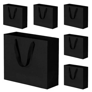 20PCS Large Gift Bags with Handles 12.5"x4.5"x11" Black Thank You Paper Gift ... - Picture 1 of 7