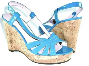 Marc Jacobs Women's Cork Wedge Sandals Blue US Size 9.5 M; EU 39.5 - Picture 1 of 4