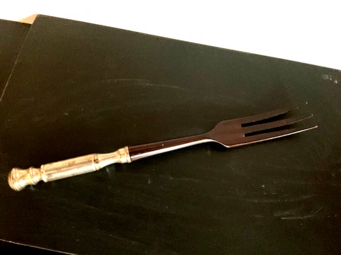 WEB Co. Sterling Handle Dark Handled Wood Salad Serving Fork Cover