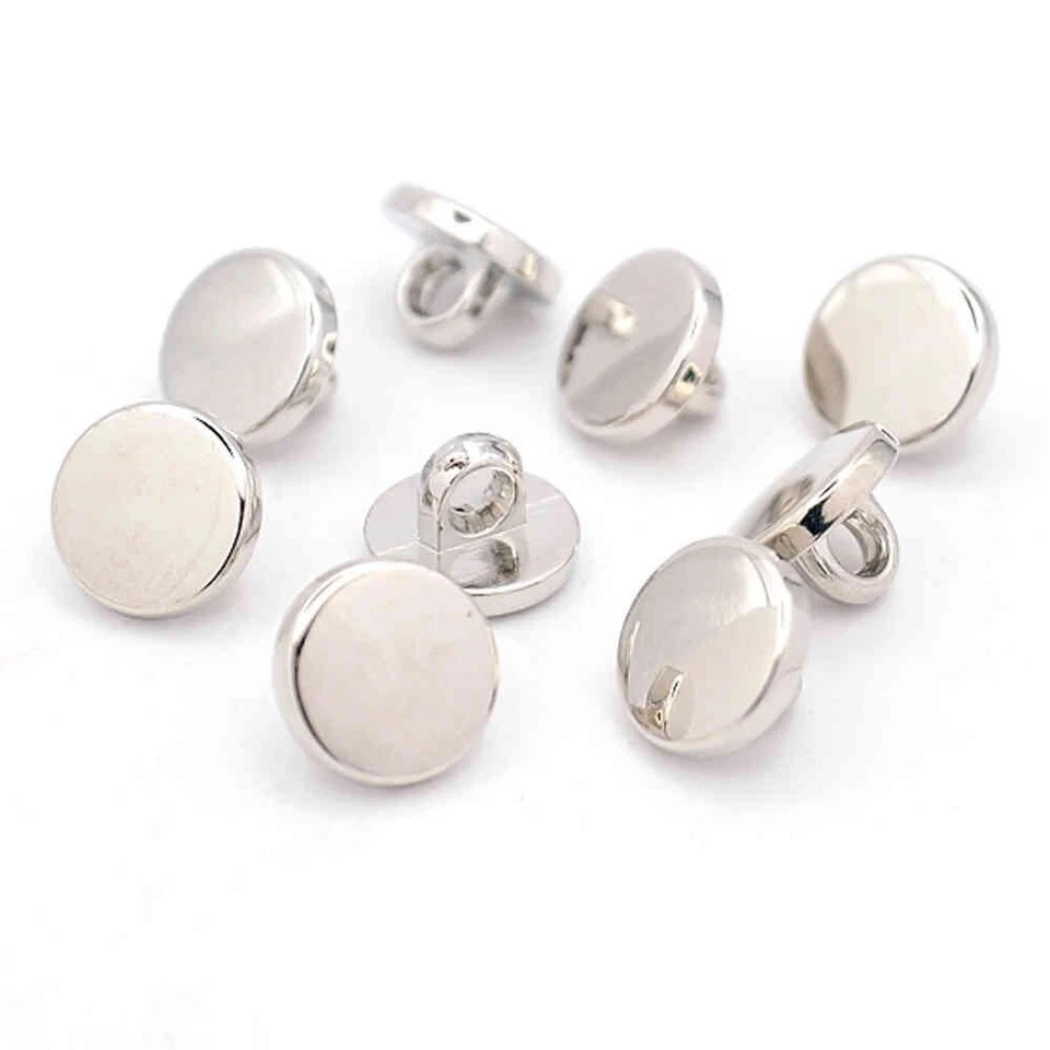 SILVER FLAT SHIRT SHANK BUTTONS  10mm and 11.5mm - Image 1 of 1