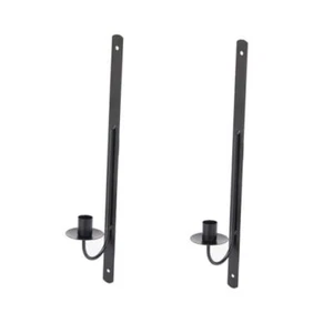 Wall Candle Sconces Holder - Metal Candle Sconces Wall Decor Set of 2, Black04 - Picture 1 of 8