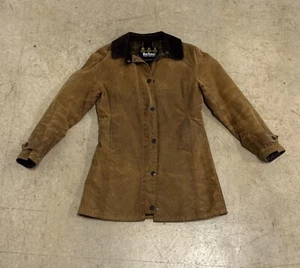 BARBOUR BEIGE WOMEN'S COAT NEWMARKET UK size 8  BEIGE WAXED JACKET - Picture 1 of 12