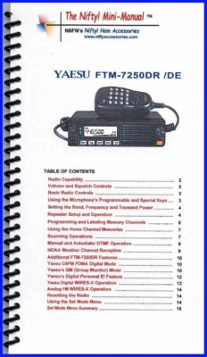NIFTY HAM ACCESSORIES Yaesu FTM-7250DR Mini-Manual by Nifty Accessories USA