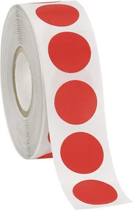 Self Adhesive Labels 3/4" Dot Circle Stickers Red 2000 Labels 2 Rolls Blank - Picture 1 of 2