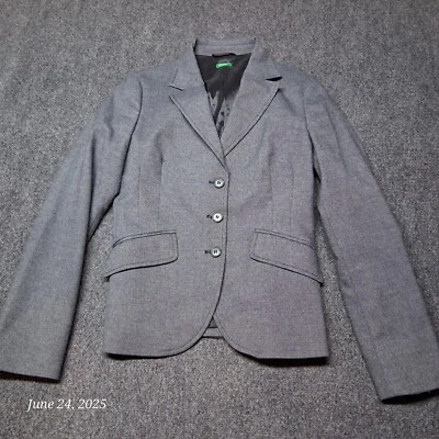 Женский блейзер United Colors of Benetton размер США 10 или 42 серый эластичный - Изображение 1 из 4