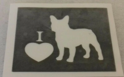 I corazón (amor) Bulldog Francés Perro Plantillas para Grabado Vidrio Frenchie Toro Dog