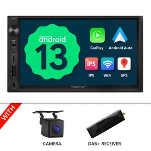 CAM+DAB+Android 13 7" 2DIN Car Stereo GPS Radio Bluetooth Head Unit CarPlay WiFi - Picture 1 of 22