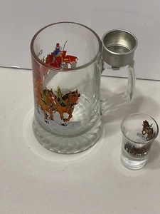 Original Bierzug Vintage Becherstein mit passendem Schnapsglas und Halter - Bild 1 von 6