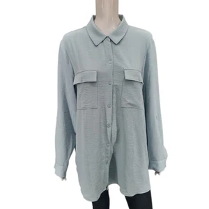 Hilary Radley Ladies Dressy Button Front Shirt X-Large Size Light Blue Top - Picture 1 of 11