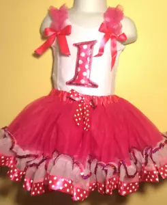 Minnie Mouse Birthday Dress 1 Year Old Hot Pink Girl Baby Toddler - Picture 1 of 1