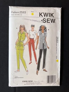 Kwik Sew 2593 Misses Pants, Vest for Stretch Knits 1997 Pattern size XS-XL Uncut - Picture 1 of 2