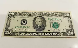 Rare Vintage 1990 US Twenty $20 Dollar Bill (Federal Reserve Banknote) - Picture 1 of 11