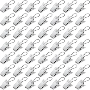 50 Pezzi Clip per Tendine Con Gancio, Clip per Tende in Acciaio Inox, Clip per T - Foto 1 di 12