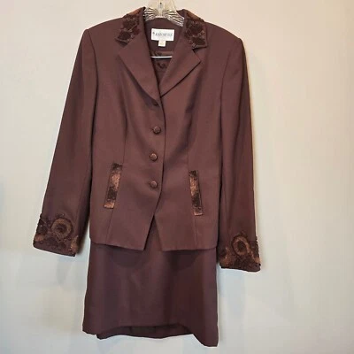 Traje Chaqueta Falda Vintage John Meyer Mujer 8 Único Marrón 2 Piezas Foto 1 de 4
