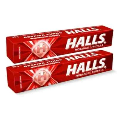 Halls Morango / Frutilla - Gotas para el dolor de garganta de fresa, 2 paquetes de 10 gotas Foto 1 de 3