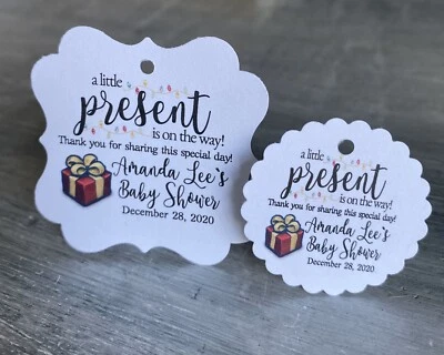 Рождественский детский душ пользу ярлыки, детский душ спасибо карта, зимний детский душ - Изображение 1 из 4