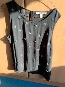 Women’s Forever 21, Black Sleeveless Patterned Top, Size L - Picture 1 of 2