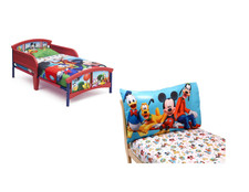 Disney Mickey Mouse Toddler Bed Red and Bedding Value Bundle B8