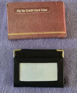 Black Zip Around Credit Card ID Holder Room for 16 Cards - Picture 1 of 2