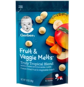 Gerber Fruit & Veggie Melts Truly Tropical Blend Baby Snack – 1 Oz – Pack of 3 - Picture 1 of 6