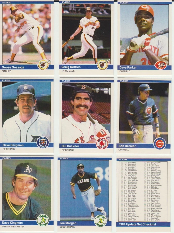 1984 Fleer Update SET BREAK singles - complete your set - rookies, stars, HOFers - Image 1 of 1