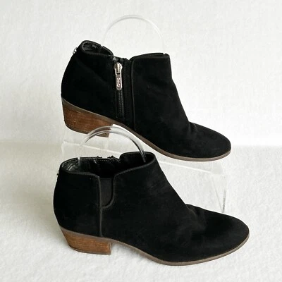 Sam Edelman Petty Botines Mujer Talla 7 Negro Gamuza Botín Tacón Bajo Shootie Foto 1 de 4