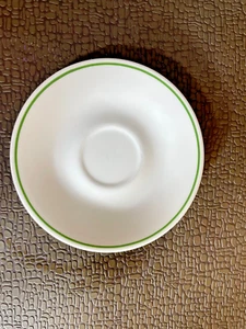 Corelle By Corning Saucers White With Green Rim 6.25” USA - Picture 1 of 3