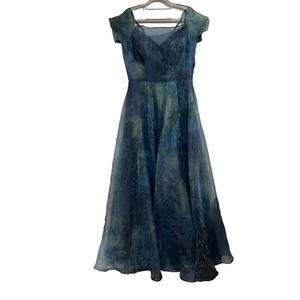 Vestido Colección René Ruiz 12 Azul Organza Vestido Hombro Descubierto Cachicho Hada - Imagen 1 de 12