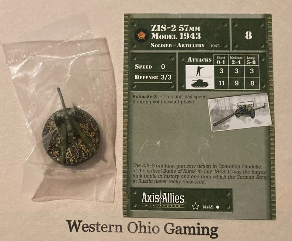 Axis & Allies Miniatures Base Set 2 ZIS-2 57mm Model 1943 #14/45 NEW A&A Minis - Image 1 of 1