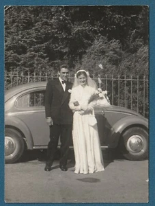 Vintage photograph photo wedding Croatia 1956. classic vw beetle volkswagen car - Picture 1 of 2