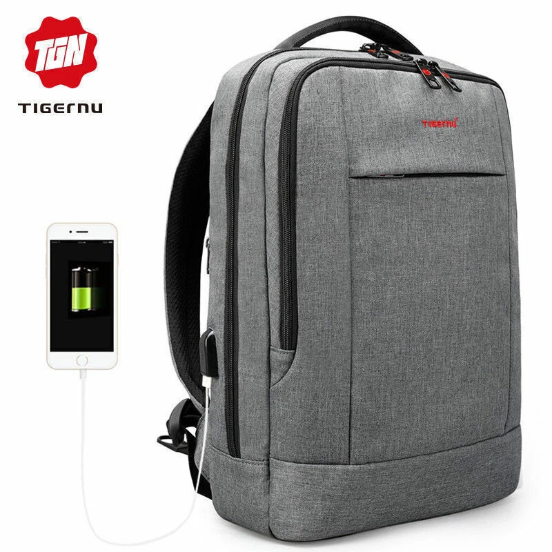 Mochila de negocios para computadora portátil marca Tigeru de 15,6 pulgadas para mujeres hombres informal escolar bolsa USB Foto 1 de 4