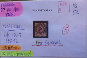 WEST AUSTRALIA POSTMARK ON SWAN STAMP-OBLITERATOR NORTHAM OB 12-7 - Bild 1 von 1