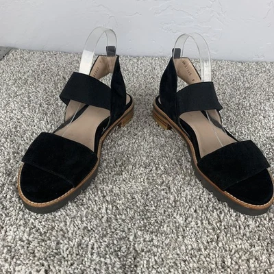 Stuart Weitzman Sandals Womens Size 8.5 Black Suede Topical Strappy Slingback - Image 1 of 4