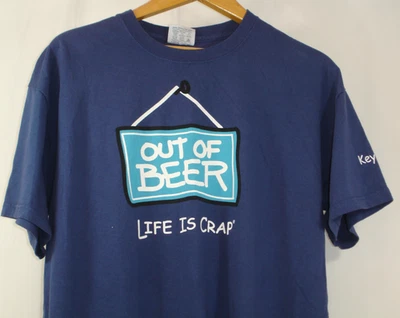 Camiseta Life Is Crap Out Of Beer azul manga corta cuello redondo grande Foto 1 de 4