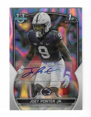 Tarjeta autógrafa Joey Porter Jr. 2022 Bowman U 1st LAVA SP Steelers RC AUTO 9 bases Foto 1 de 4