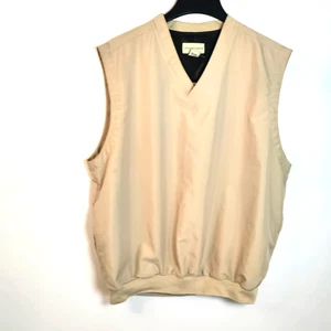 Cutter & Buck Tan Sleeveless Waterproof Vest Men L Pockets Golf Travel Resort - Picture 1 of 12