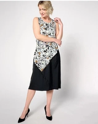 LOGO de Lori Goldstein 3X Vestido Estampado Mixto Gris Niebla Lagenlook Boho Foto 1 de 4