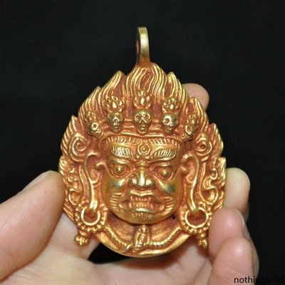 Colgante Amuleto Estatua Buda Deidad Iraz Mahakala Bronce Tibetano Foto 1 de 4